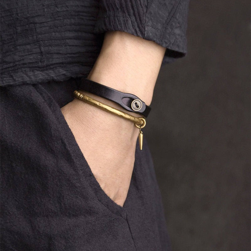 Punk Leather Bracelet Set