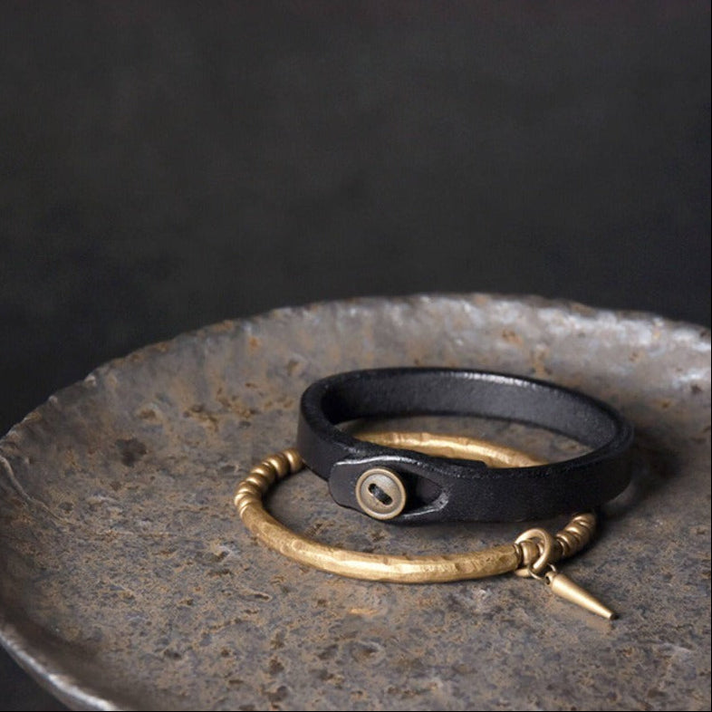 Punk Leather Bracelet Set