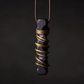 Vintage Handcrafted Brass-Inlaid Ebony Pendant
