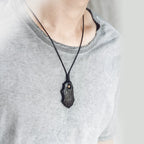 Vintage Handcrafted Brass-Inlaid Ebony Pendant
