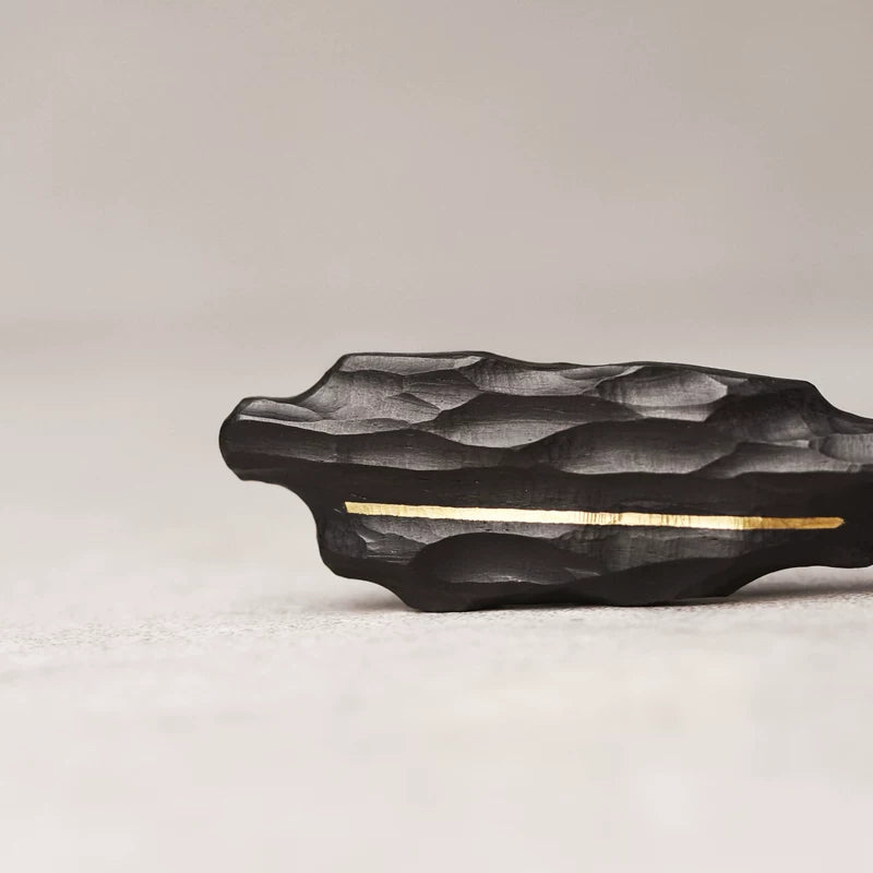 Vintage Handcrafted Brass-Inlaid Ebony Pendant