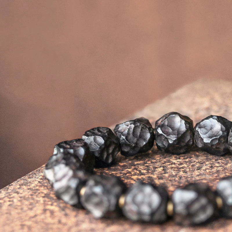 Original Irregular Meteorite Texture Ebony Bracelet