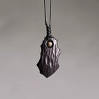 Vintage Handcrafted Brass-Inlaid Ebony Pendant
