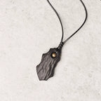 Vintage Handcrafted Brass-Inlaid Ebony Pendant