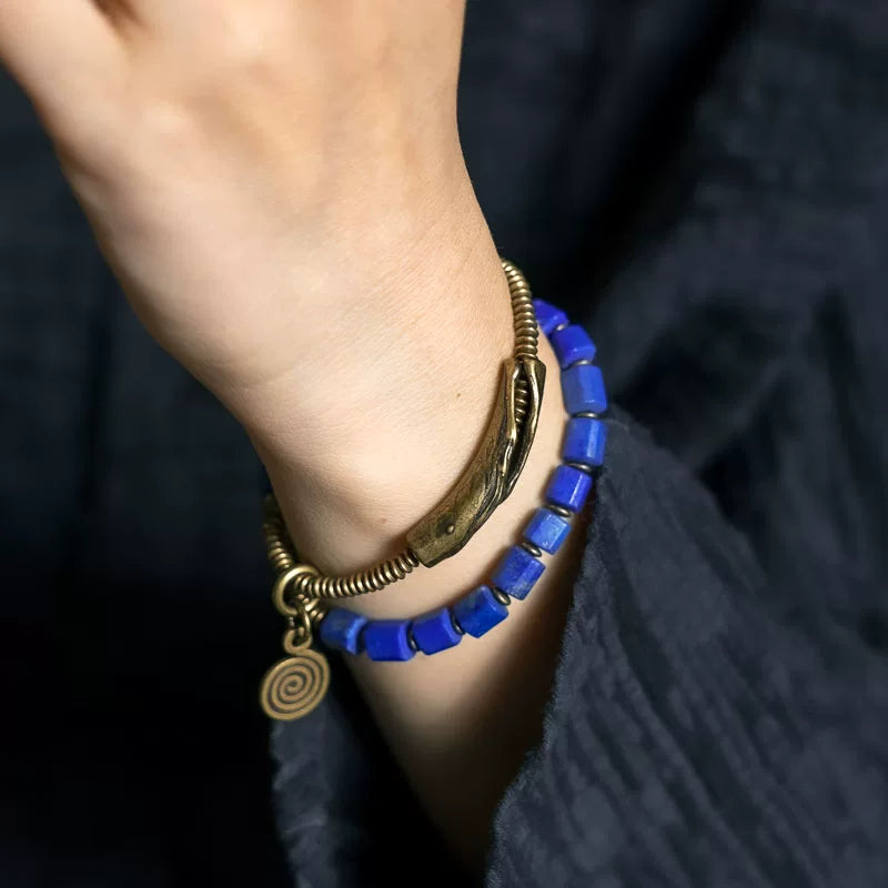 Original Handmade Double Circle Lapis Lazuli Bracelet