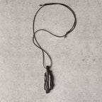 Vintage Handcrafted Brass-Inlaid Ebony Pendant