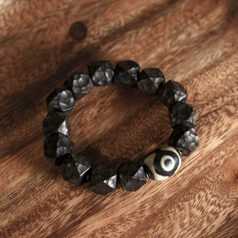 Original Irregular Meteorite Texture Ebony Bracelet