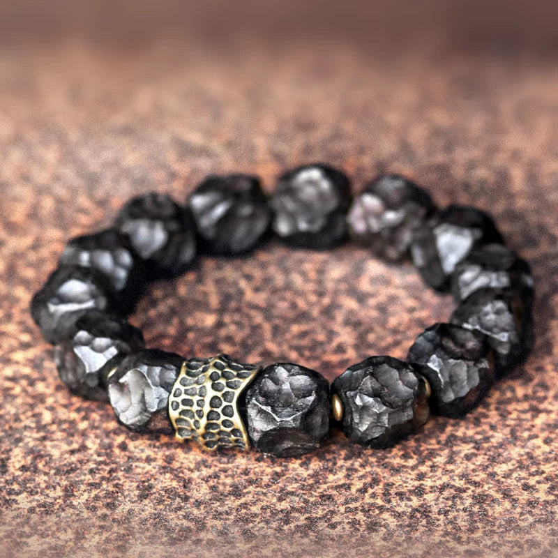 Original Irregular Meteorite Texture Ebony Bracelet