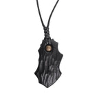 Vintage Handcrafted Brass-Inlaid Ebony Pendant
