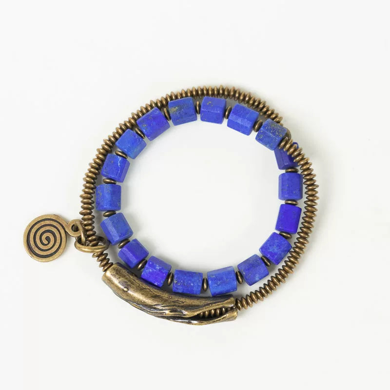 Original Handmade Double Circle Lapis Lazuli Bracelet