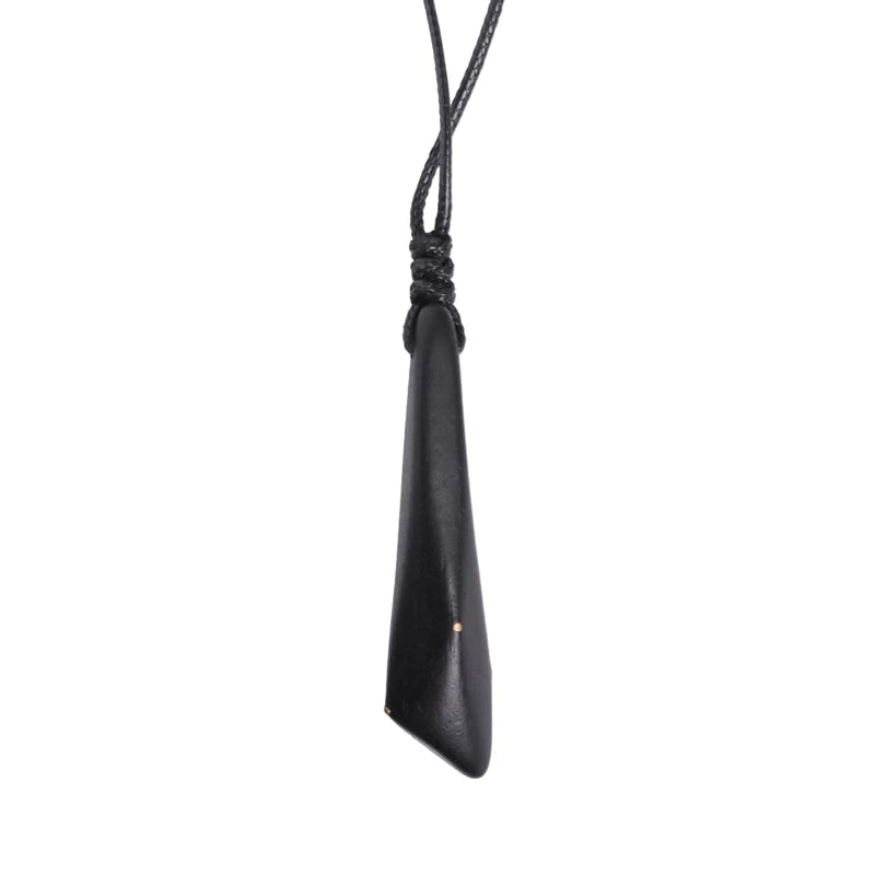 Vintage Handcrafted Brass-Inlaid Ebony Pendant