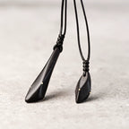 Vintage Handcrafted Brass-Inlaid Ebony Pendant